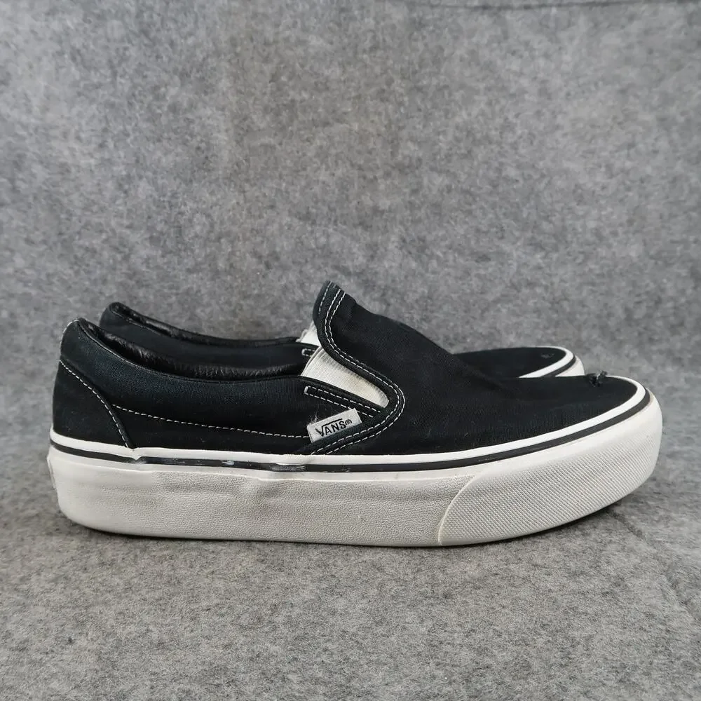 Vans Shoes Womens 9.5 Classic Slip On Platform Sneakers Black Canvas Casual Low